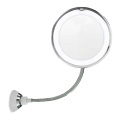 Miroir de maquillage à col en ambrisant 10x Angloquettes avec ventoux de salle de bain légère à LED 7 pouces